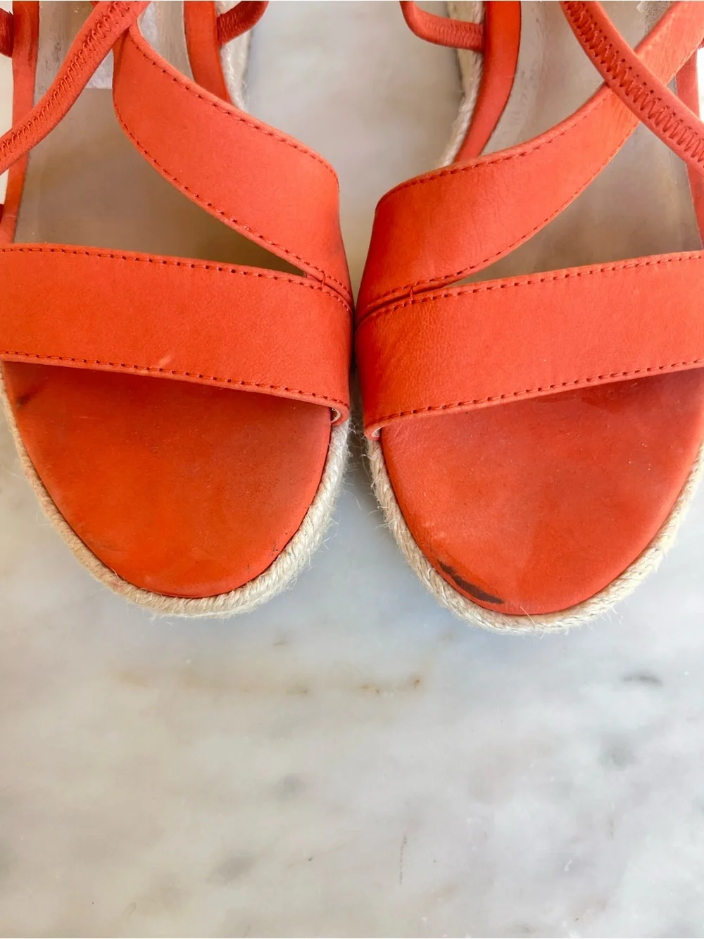 Eileen Fisher Orange sandal wedges espadrilles 8.5